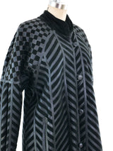 Black Chevron Shearling Coat Outerwear arcadeshops.com