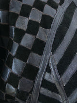 Black Chevron Shearling Coat Outerwear arcadeshops.com