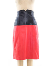 Escada Colorblock Leather Skirt Bottom arcadeshops.com