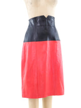 Escada Colorblock Leather Skirt Bottom arcadeshops.com