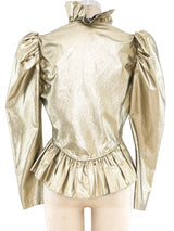 Metallic Gold Lamé Ruffle Top Top arcadeshops.com