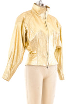 Lillie Rubin Gold Leather Jacket Jacket arcadeshops.com