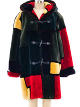 Colorblock Sheared Beaver Coat Outerwear arcadeshops.com