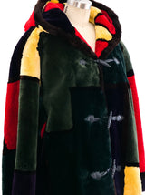 Colorblock Sheared Beaver Coat Outerwear arcadeshops.com