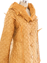 Masaki Matsuka Pleated Gold Dragon Coat Outerwear arcadeshops.com