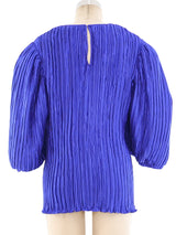 Pleated Balloon Sleeve Satin Top Top arcadeshops.com