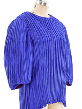 Pleated Balloon Sleeve Satin Top Top arcadeshops.com