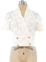 Chanel Patent Trimmed Lace Top Top arcadeshops.com