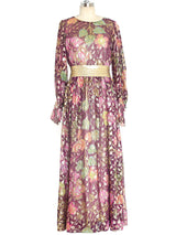 Christian Dior Metallic Floral Gown Dress arcadeshops.com