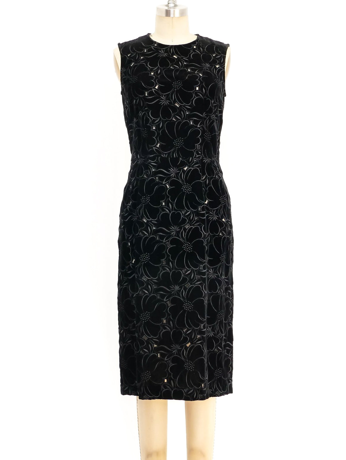 Comme des Garcons Floral Embroidered Velvet Dress