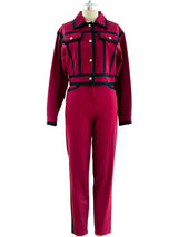 Complice Wine Suit with Navy Trim Suit arcadeshops.com