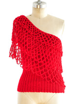 Crimson One Shoulder Knit Top Top arcadeshops.com