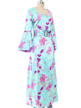 Bell Sleeve Floral Silk Dress Dress arcadeshops.com