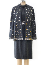 Mollie Parnis Embellished Wool Ensemble Dress arcadeshops.com