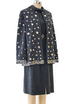 Mollie Parnis Embellished Wool Ensemble Dress arcadeshops.com
