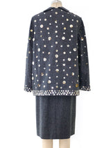 Mollie Parnis Embellished Wool Ensemble Dress arcadeshops.com