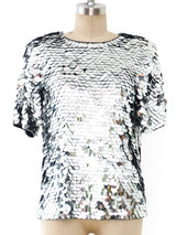 Silver Paillette Embellished Top Top arcadeshops.com