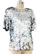 Silver Paillette Embellished Top Top arcadeshops.com