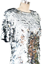 Silver Paillette Embellished Top Top arcadeshops.com