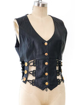 Laced Cut Out Leather Vest Jacket arcadeshops.com