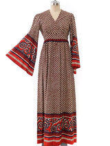 Batik Print Angel Sleeve Dress Dress arcadeshops.com