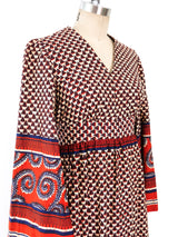 Batik Print Angel Sleeve Dress Dress arcadeshops.com