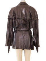 Vakko Chocolate Leather Fringed Jacket Jacket arcadeshops.com