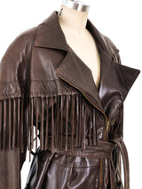 Vakko Chocolate Leather Fringed Jacket Jacket arcadeshops.com