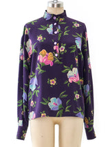 Ungaro Floral Printed Silk Blouse Top arcadeshops.com