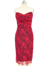 Dolce and Gabbana Red Lace Bustier Dress Dress arcadeshops.com
