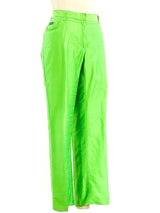 Dolce & Gabbana Kelly Green Silk Pants Bottom arcadeshops.com