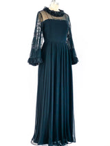 Elizabeth Arden Black Chiffon Gown Dress arcadeshops.com