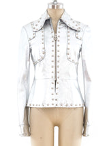 John Richmond Silver Studded Leather Jacket Jacket arcadeshops.com