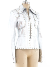John Richmond Silver Studded Leather Jacket Jacket arcadeshops.com