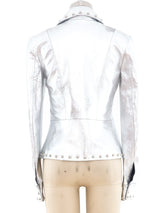 John Richmond Silver Studded Leather Jacket Jacket arcadeshops.com