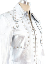 John Richmond Silver Studded Leather Jacket Jacket arcadeshops.com