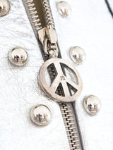 John Richmond Silver Studded Leather Jacket Jacket arcadeshops.com