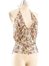 Whiting and Davis Floral Printed Chainmail Top Top arcadeshops.com