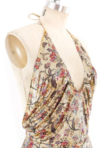 Whiting and Davis Floral Printed Chainmail Top Top arcadeshops.com