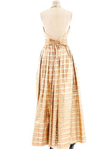 Metallic Striped Lurex Halter Gown Dress arcadeshops.com