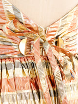 Metallic Striped Lurex Halter Gown Dress arcadeshops.com