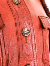 Curly Lamb Trimmed Cognac Leather Jacket Jacket arcadeshops.com
