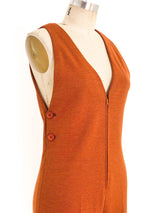 1960's Cognac Sleeveless Jumpsuit Suit arcadeshops.com
