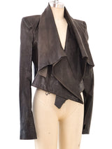 Chocolate Cropped Leather Jacket Jacket arcadeshops.com