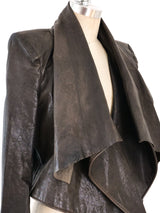 Chocolate Cropped Leather Jacket Jacket arcadeshops.com