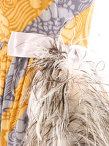 Feather Trimmed Printed Maxi Dress Dress arcadeshops.com
