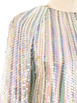 Pastel Sequin Striped Gown Dress arcadeshops.com