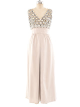 Dynasty Beaded Satin Palazzo Jumpsuit Suit arcadeshops.com