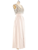 Dynasty Beaded Satin Palazzo Jumpsuit Suit arcadeshops.com