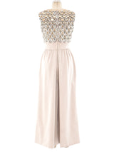 Dynasty Beaded Satin Palazzo Jumpsuit Suit arcadeshops.com